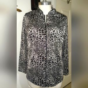 Laura Ashley knit animal print shirt jacket sz L